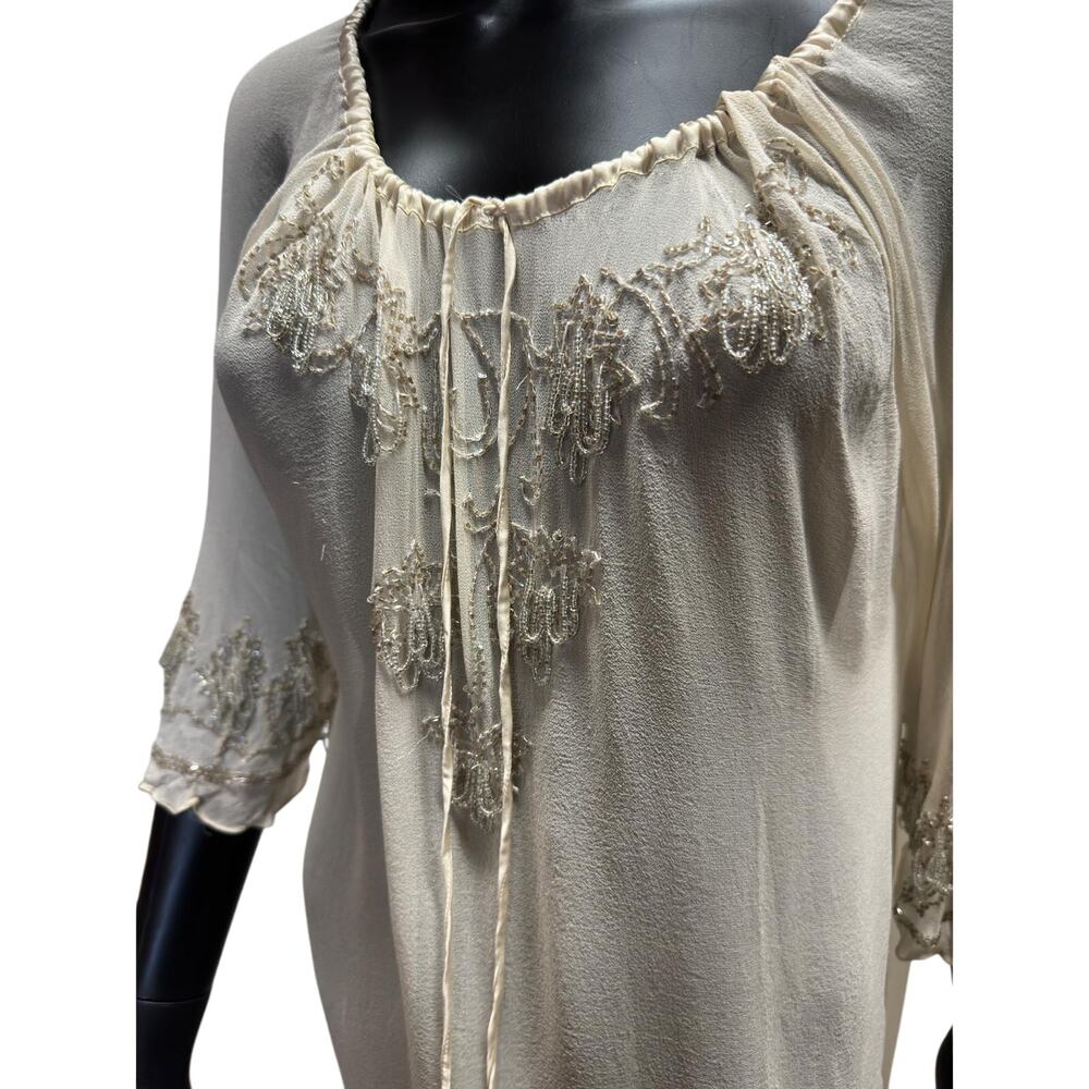 Chaudry KC Beaded Sleeve Sheer Nude Cover Up S NWT Sample Piece